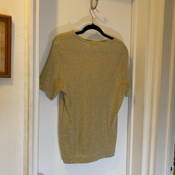80s VTG Gold Sparkle Knit Sweater Shirt - Picture 4 of 7